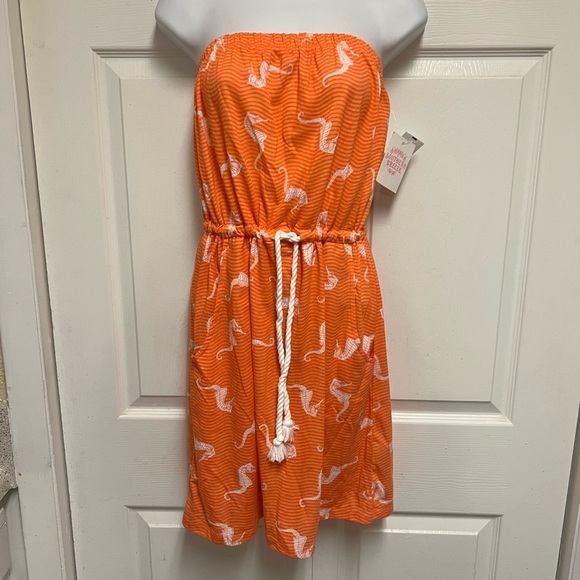 Southern Breeze Tangerine Seahorse Strapless Mini Dress - Picture 8 of 9
